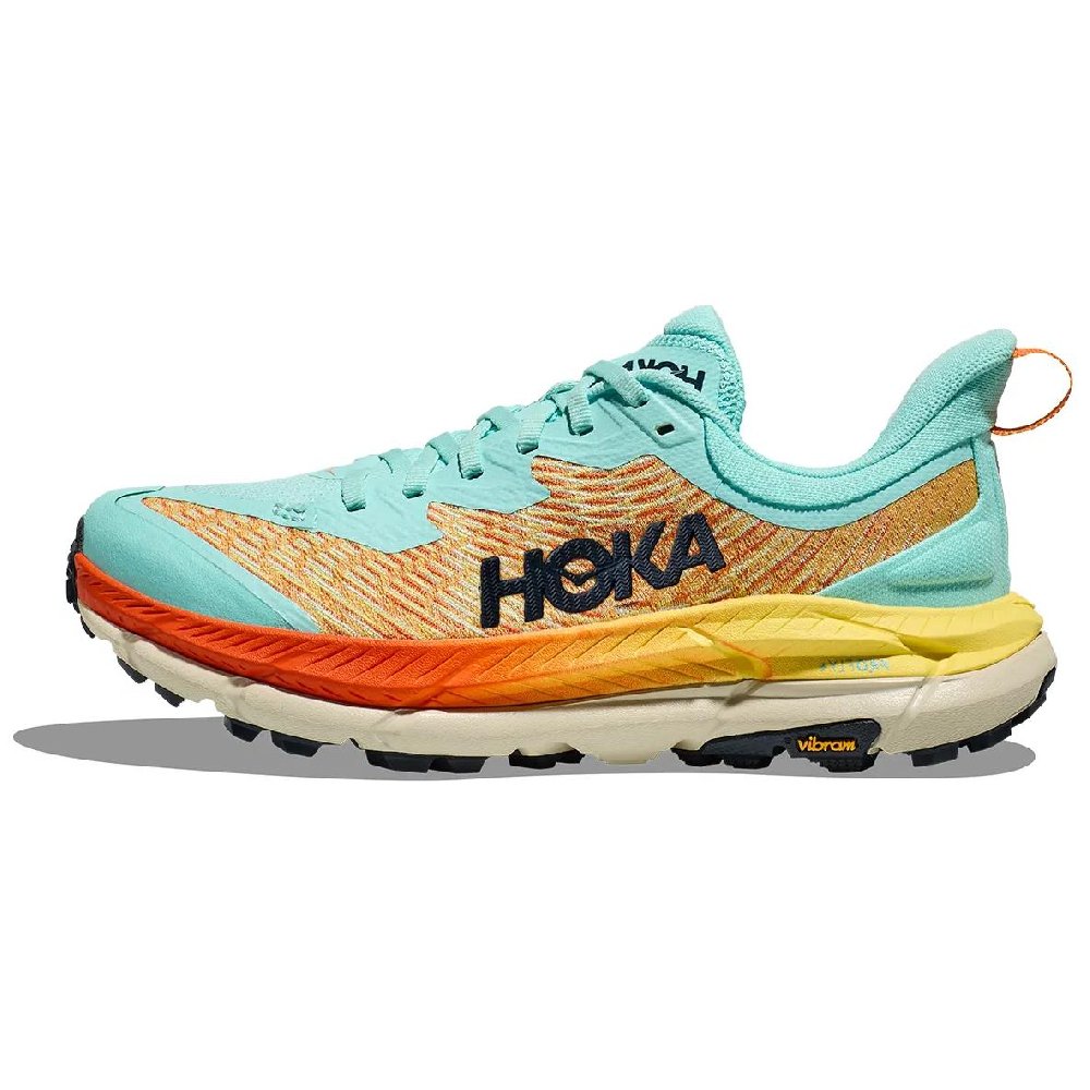 HOKA ONE ONE Mafate Speed 4 Anti-Slip Wear-Resistant Low-Top Casual Running Shoes Men's Green Orange