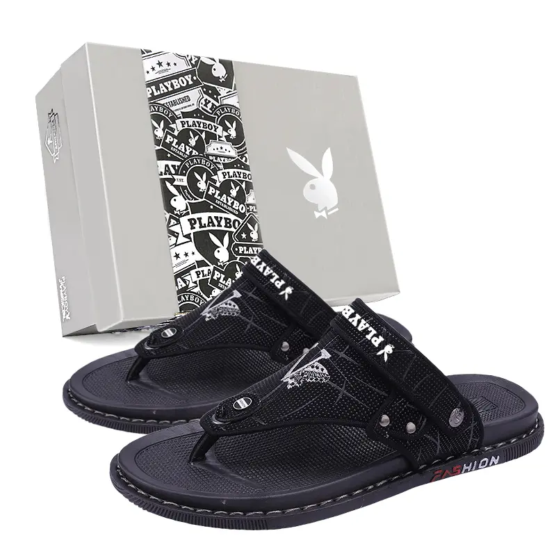Playboy Beach Sandals Men's Black/Brown/Gray