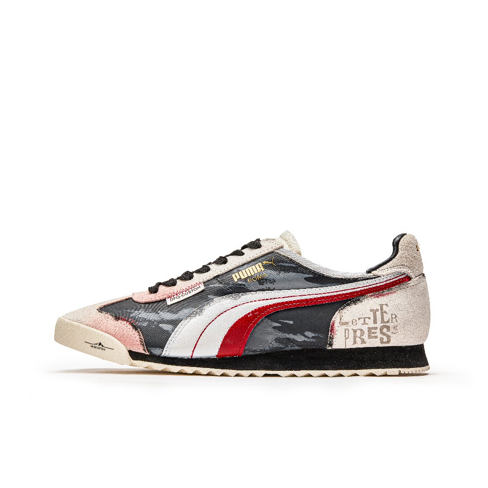 PUMA Roma Og Nylon Cushioning, Slip Resistant, And Abrasion Resistant Low Top Training Shoes Unisex Beige Black Red