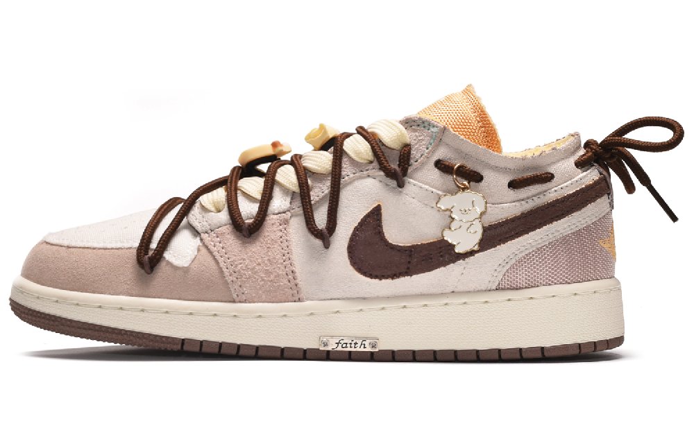 Jordan Air Jordan 1 Low-Top Vintage Basketball Shoes Men's Purple-white-brown