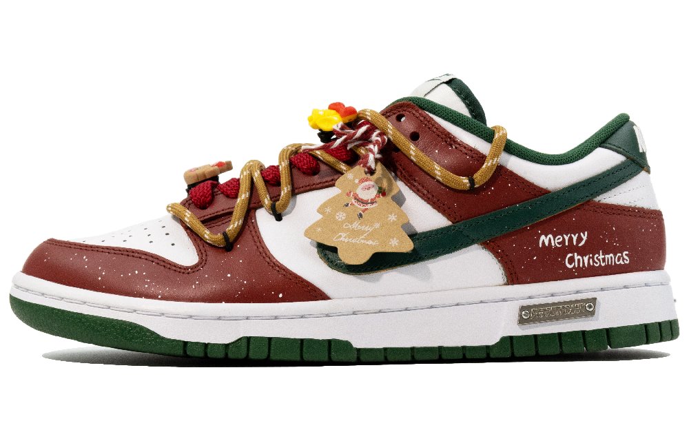Nike Dunk Anti-Slip Wear-Resistant Low-Top Skateboard Shoes Unisex White Red