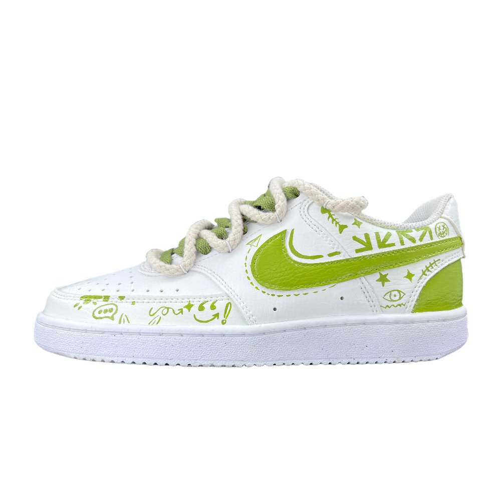 Nike Court Vision 1 Anti-Slip Wear-Resistant Low-Top Skateboard Shoes Women's White Green