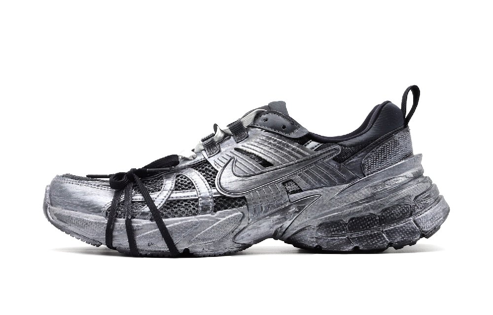 Nike V2K Run Anti-Slip Wear-Resistant Low-Top Running Shoes Women's Tech Black Silver