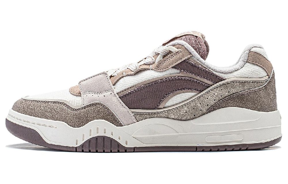 LiNing Moon White Anti-Slip Wear-Resistant Low-Top Skateboard Shoes Men's Brown White