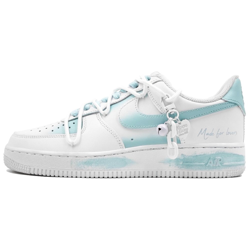 Nike Air Force 1 Floral Dance Heart To Heart-Cerulean Coverage Warm Low-Top Skateboard Shoes Unisex White Blue