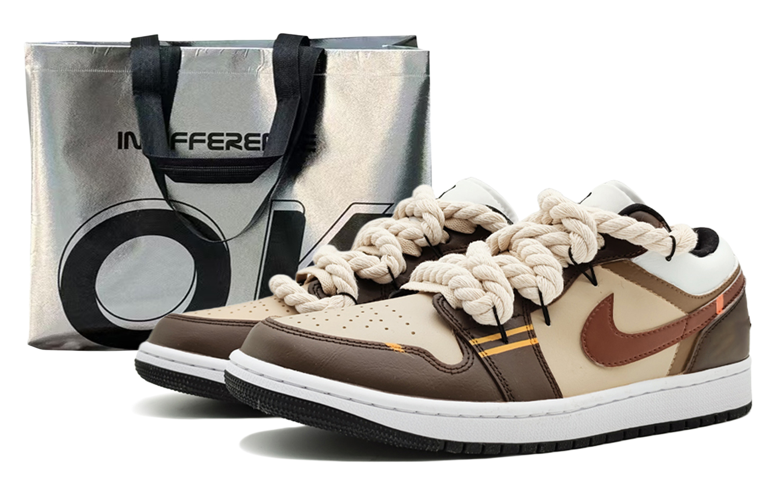 Jordan Air Jordan 1 SIN3A Pharaoh Literature Cushioning Low top Vintage Basketball Shoes Unisex Brown