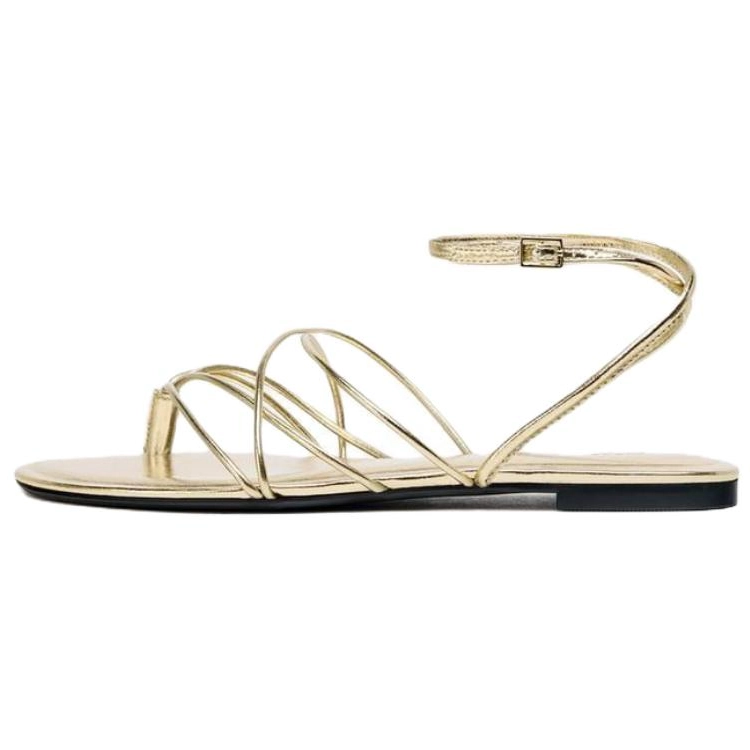 ZARA One Strap Sandals 1.5cm Women's Gold