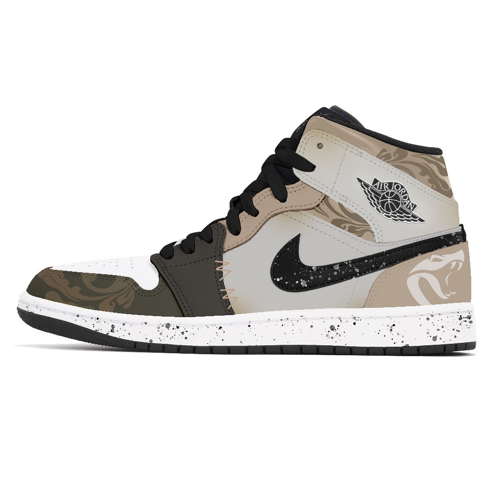 Jordan Air Jordan 1 Abrasion-Resistant Mid-Top Vintage Basketball Shoes Unisex Black Brown