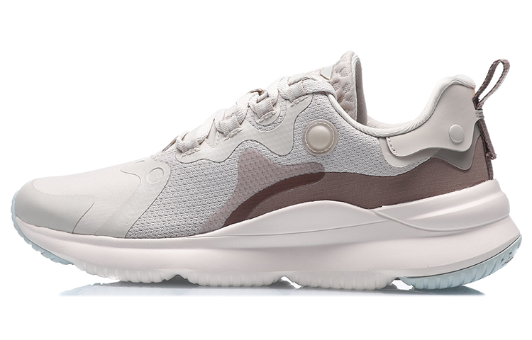 LiNing Cushioned Anti-Slip Wear-Resistant Breathable Lightweight Low-Top Running Shoes Unisex Taupe