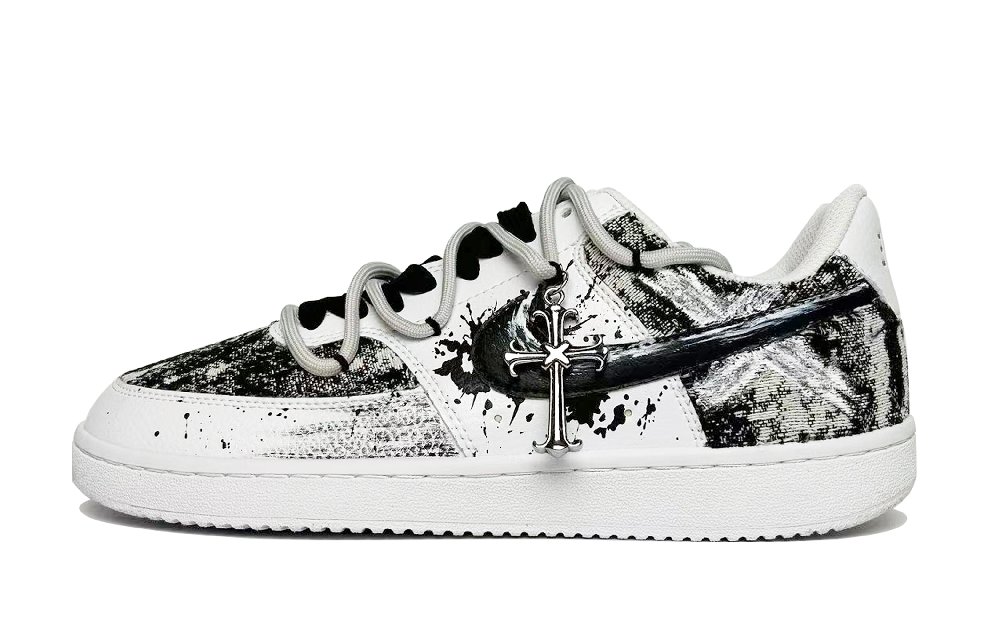 Nike Court Vision 1 Low-Top Skateboard Shoes Men's Black White