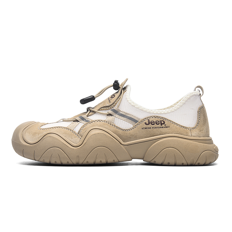 Jeep Cushioning Anti-Slip Wear-Resistant Breathable Lightweight Rebound Low-Top Trekking Shoes Unisex Camel