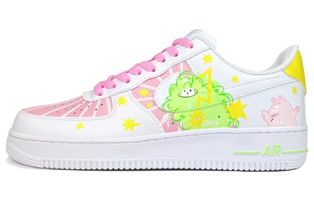 Nike Air Force 1 Low Low-Top Skateboard Shoes Men's Pink White Green