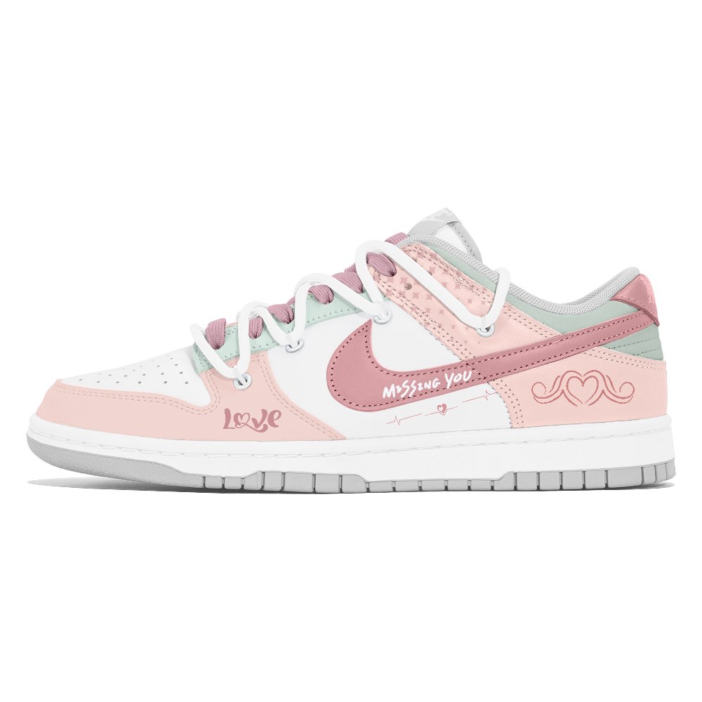 Nike Dunk Abrasion-Resistant Low-Top Skateboard Shoes Men's Pink White