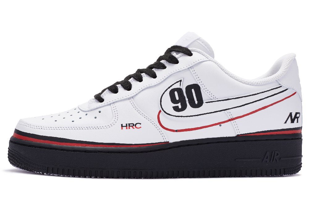 Nike Air Force 1 Low Top Skateboard Shoes Men's Black Red White