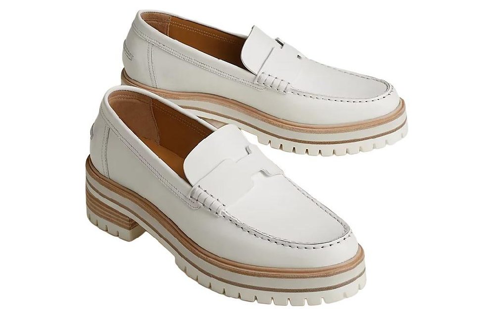 HERMES Loafers Women's White