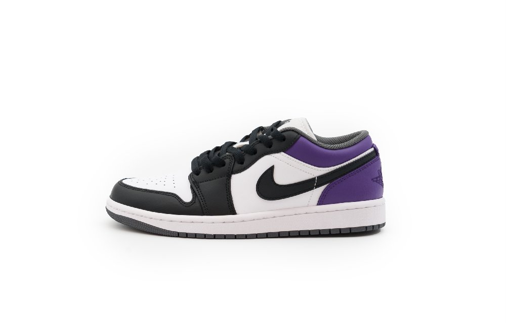 Jordan Air Jordan 1 Cushioned Slip-Resistant Abrasion-Resistant Low-Top Vintage Basketball Shoes Unisex Black Purple