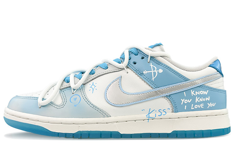 Nike Dunk Low Low-Top Skateboard Shoes Unisex White Blue
