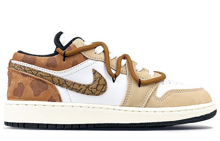 Jordan Air Jordan 1 Low-Top Vintage Basketball Shoes Women's White Brown купить в интернет-магазине Yoocart с быстрой доставкой по России.