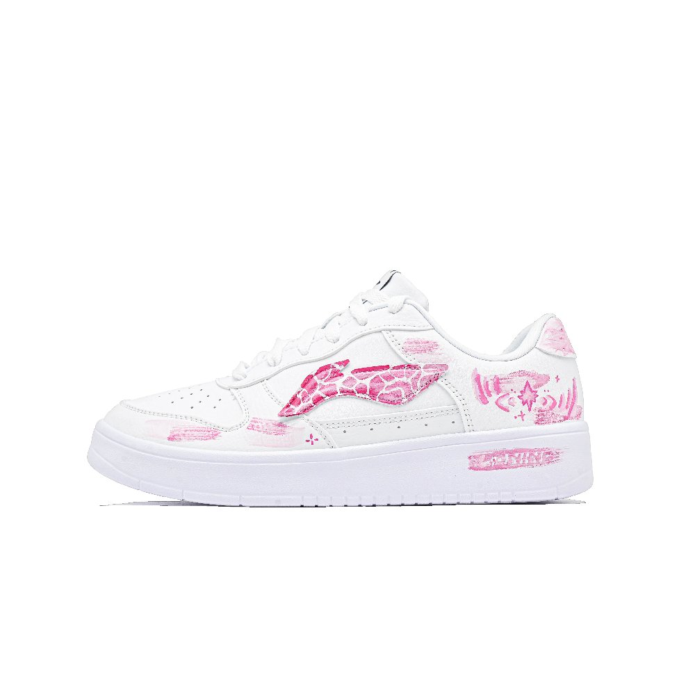 LiNing Pontoon Boats Cushioning, Wear Resistant Low Top Skateboard Shoes Unisex Pink