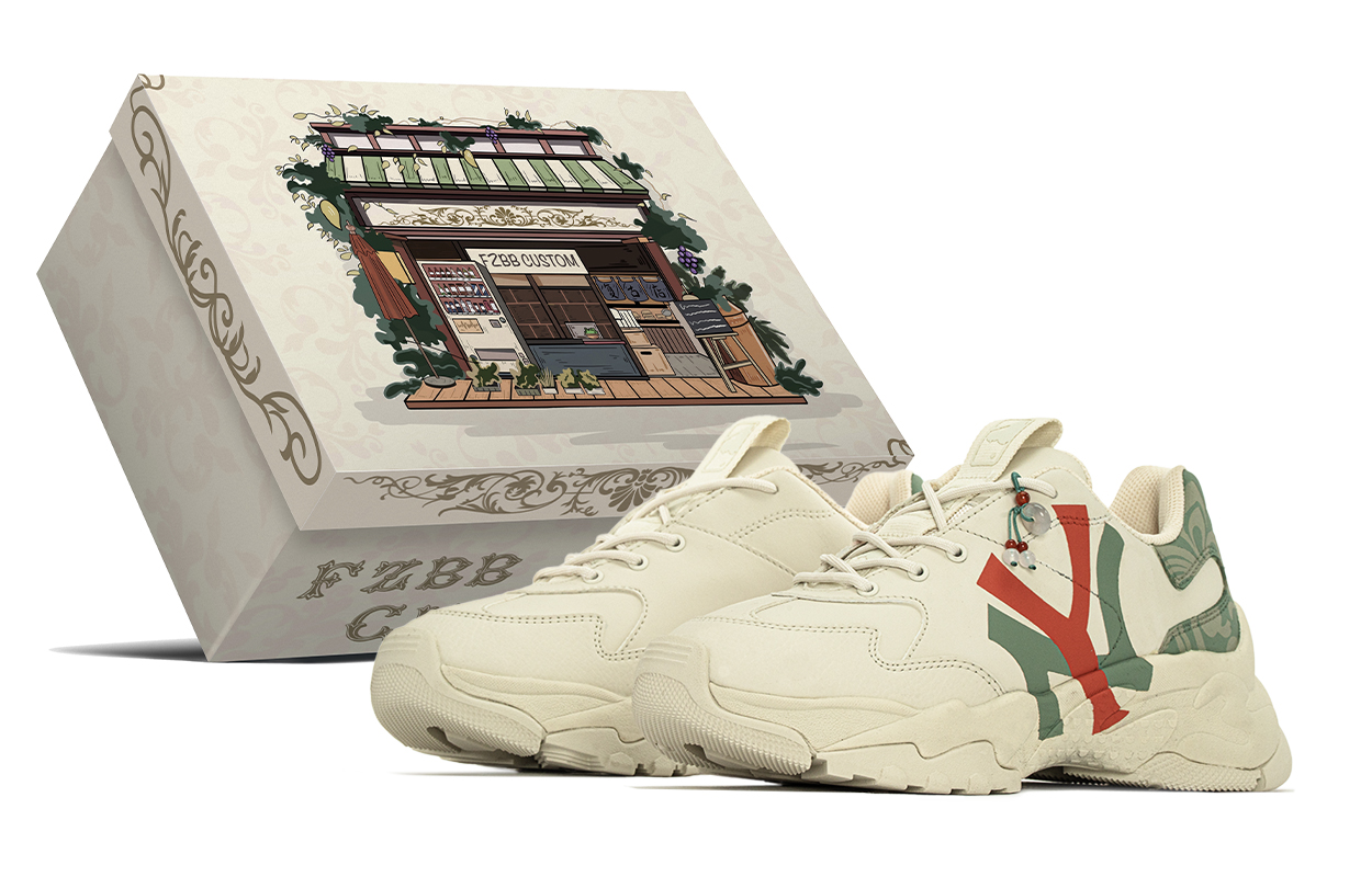 MLB Big Ball Chunky MLB BBCA Abrasion Resistant Low top Chunky Sneakers Women's Green Red