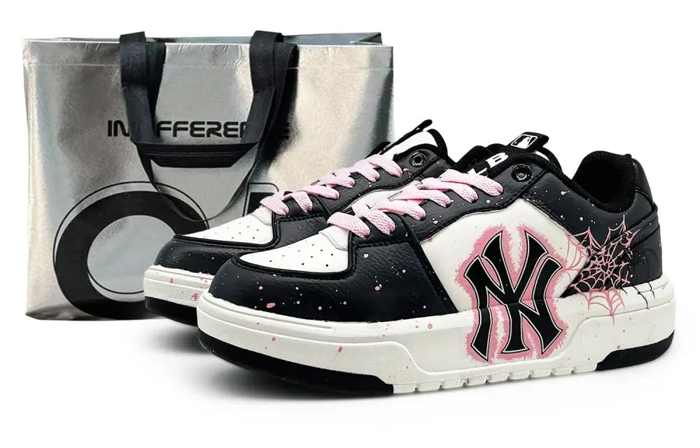 MLB Chunky Liner EIGHT No Sleep Abrasion Resistant Low Top Skateboard Shoes Unisex Black Pink