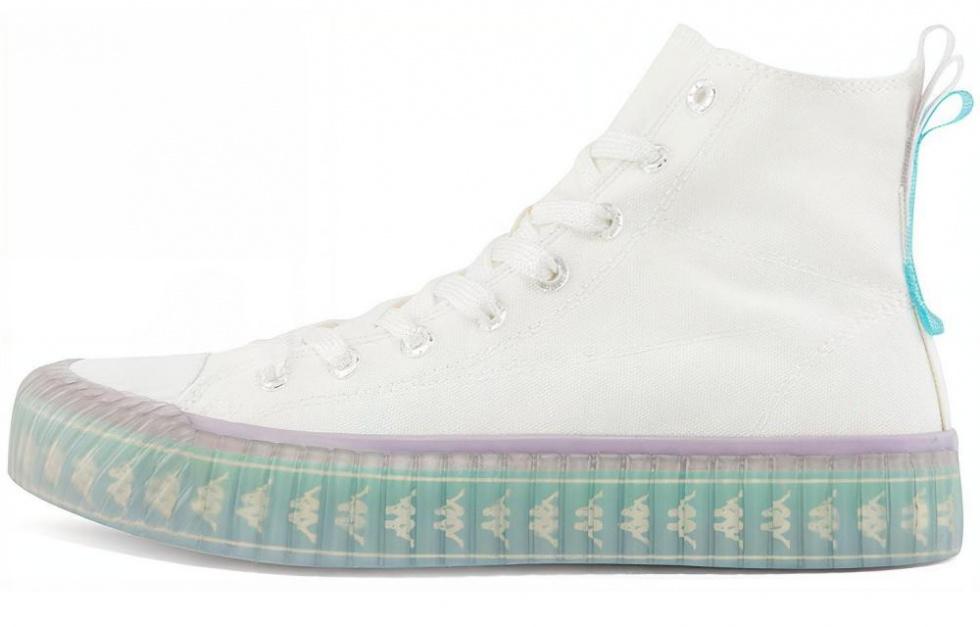 Kappa Anti-Slip And Wear-Resistant Lightweight High-Top Canvas Shoes Women's White Cyan