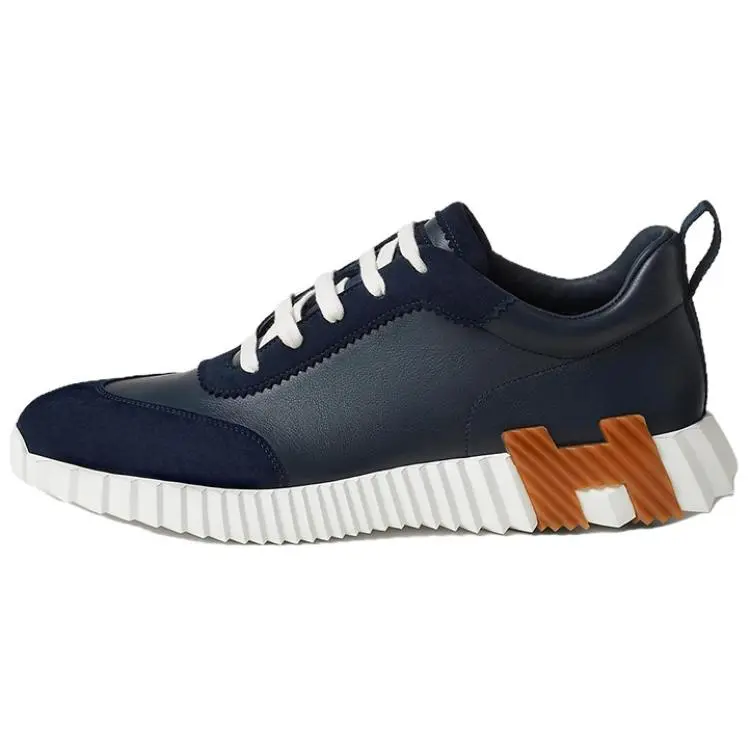 HERMES Bouncing Low Top Casual Shoes Men's Marine Blue