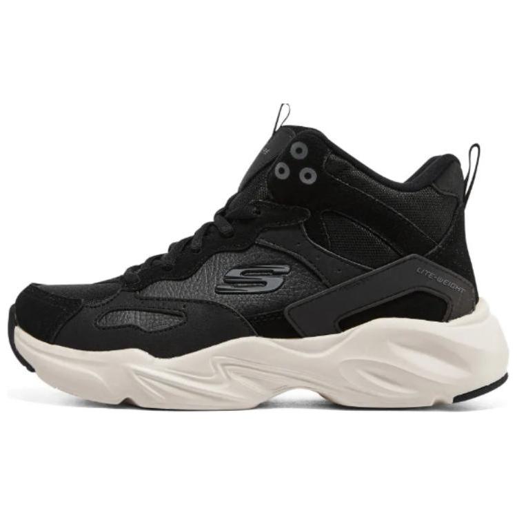 Skechers Stamina Airy Cushioning Wear-Resistant High-Top Chunky Sneakers Women's Black White