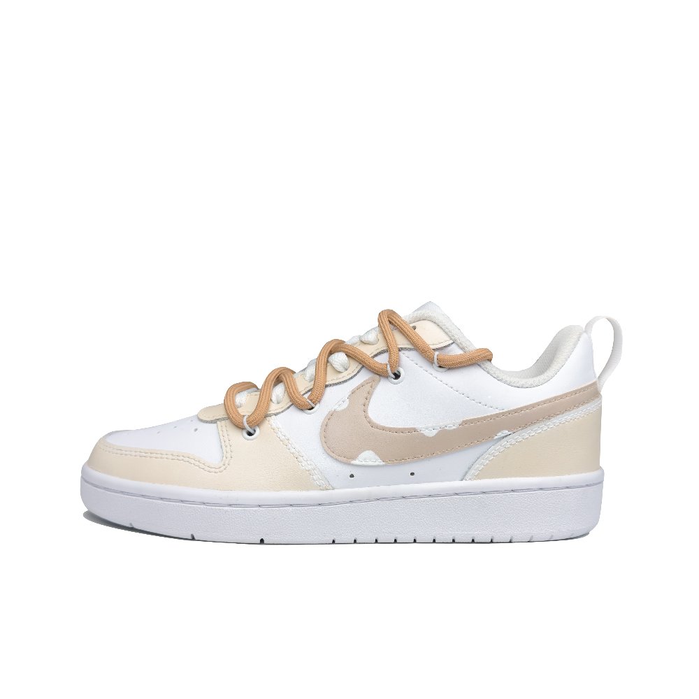 Nike Court Borough Low 2 Slip-Resistant Cushioning Wear-Resistant Low-Top Skateboard Shoes GS Ecru