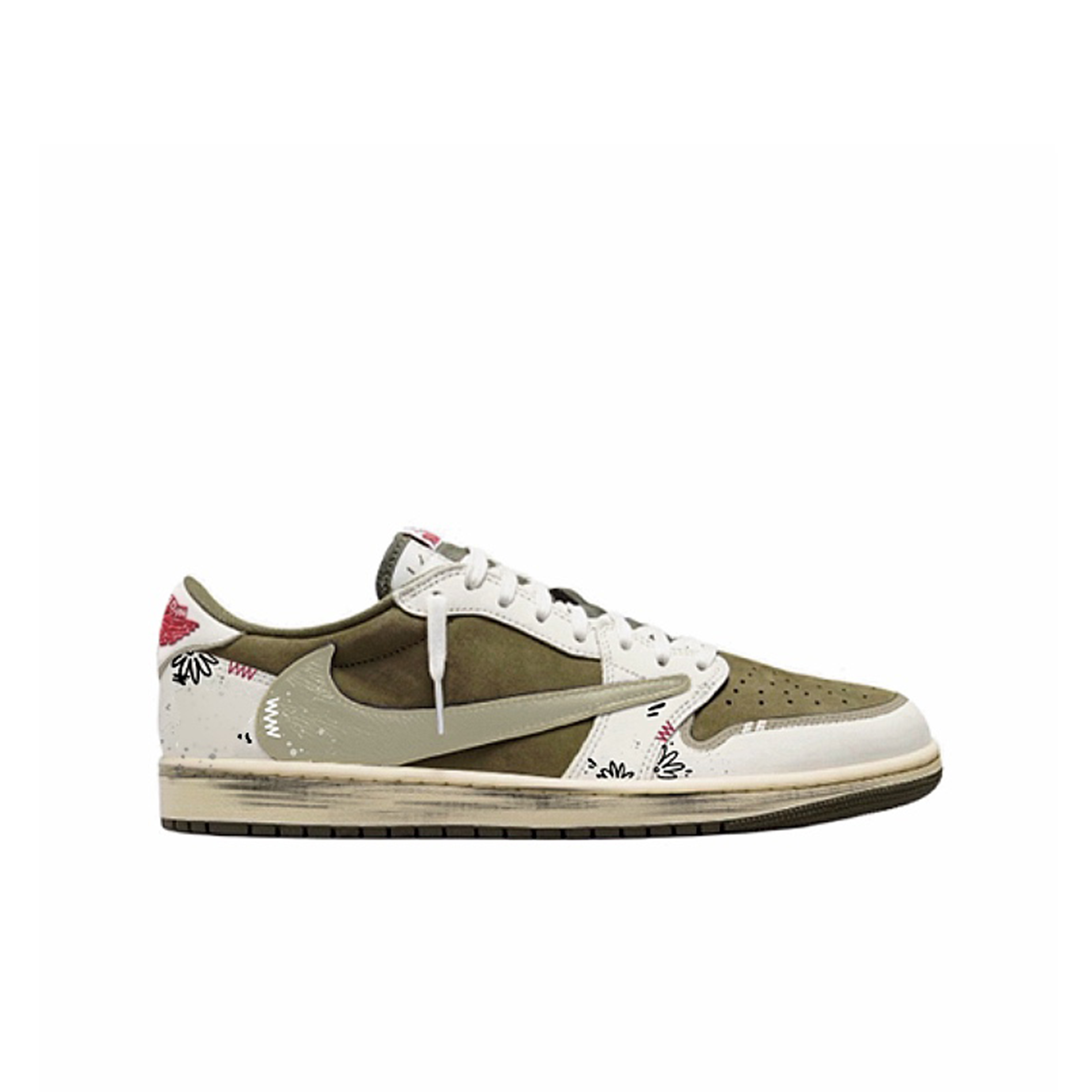 Travis Scott X Jordan Air Jordan 1 Vintage Basketball Shoes Unisex Low top Beige/Green купить в интернет-магазине Yoocart с быстрой доставкой по России.