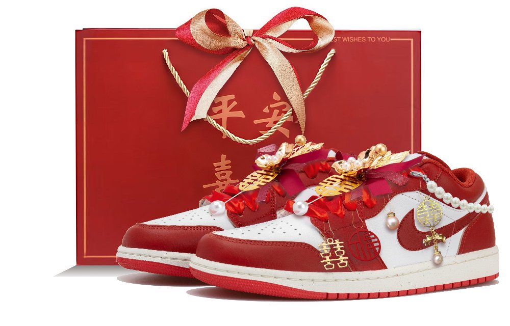 Jordan Air Jordan 1 Low Top Vintage Basketball Shoes Women's White Red