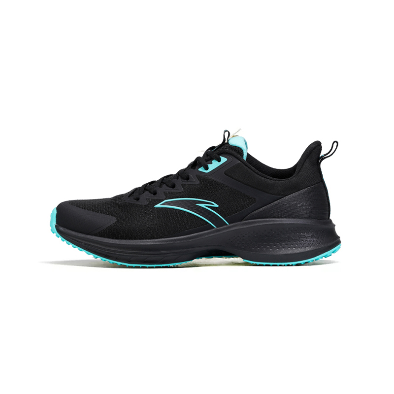 Anta Cushioning Anti-Slip And Wear-Resistant Low-Top Running Shoes Men's Black Fluorescent Aqua Green
