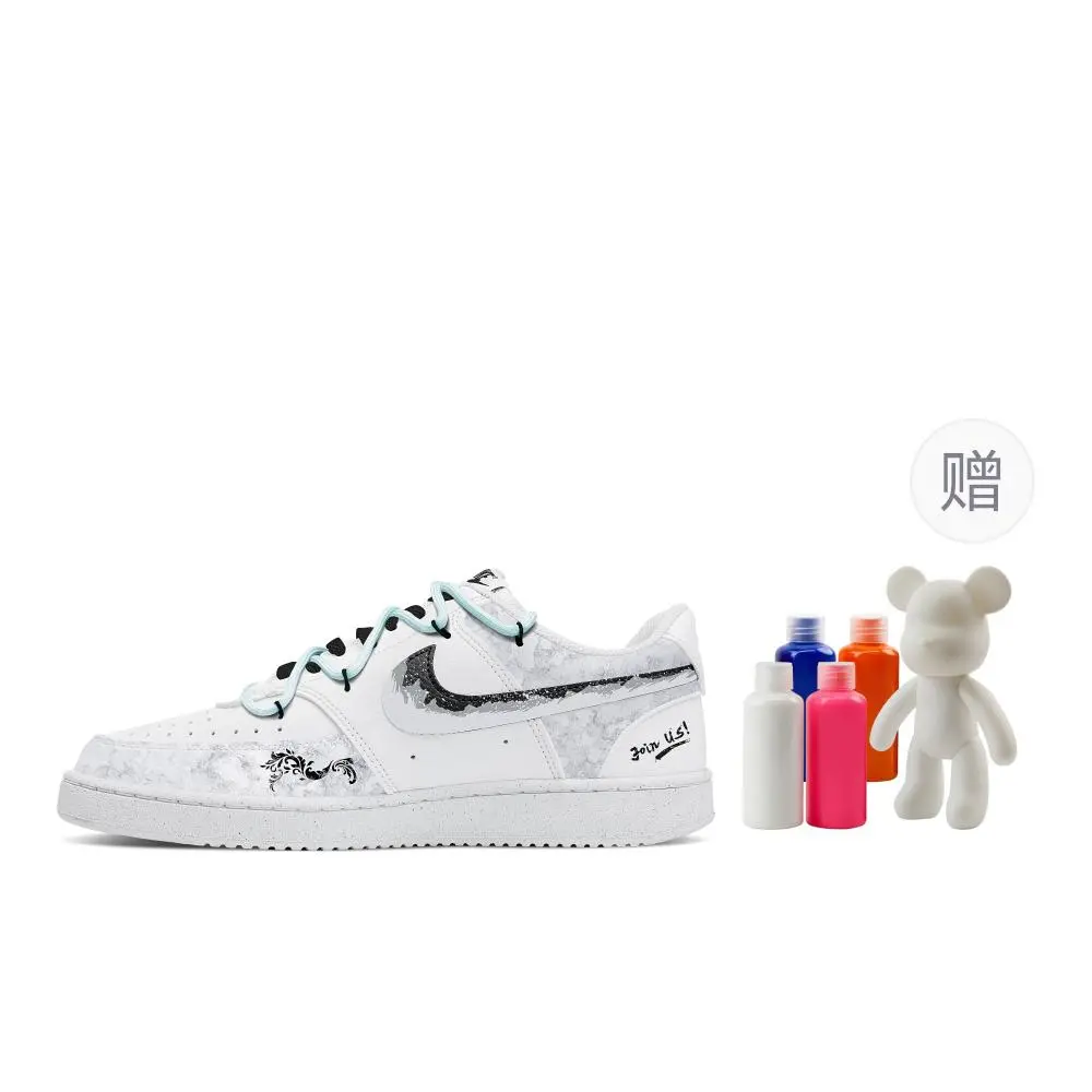 Nike Air Force 1 Pattern Abrasion Resistant Low top Skateboard Shoes Men's White Gray