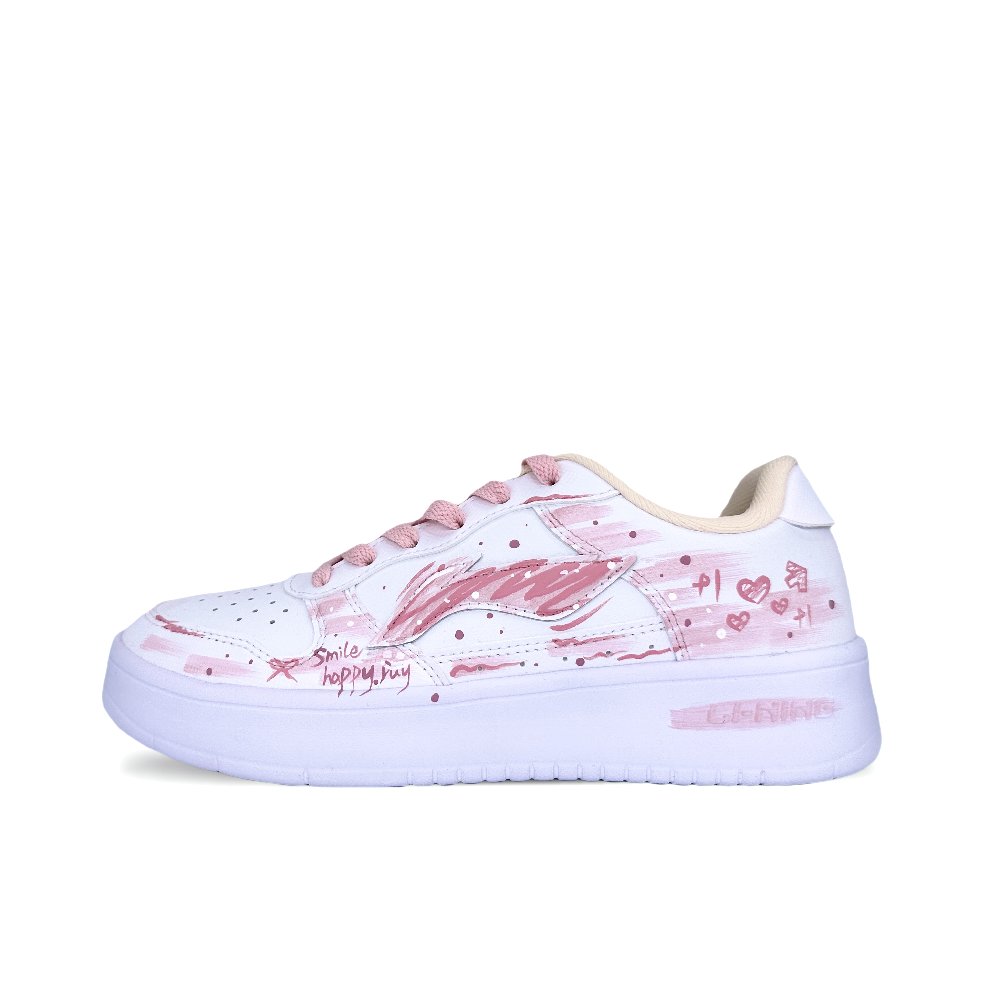 LiNing Pontoon Boats Abrasion Resistant Shock Absorbers Low Top Skateboard Shoes Unisex Pink