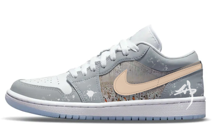 JORDAN Air JORDAN 1 Vintage Basketball Shoes Women's Low Top Gray/White