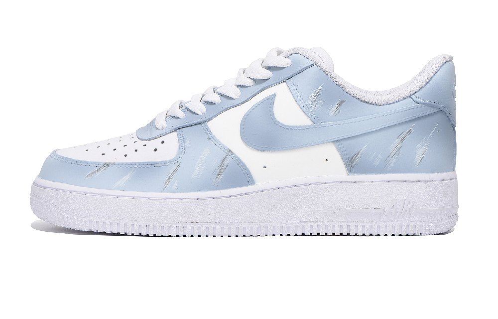 Nike Air Force 1 Coverage Slip Resistant And Abrasion Resistant Low Top Skateboard Shoes Unisex Blue White
