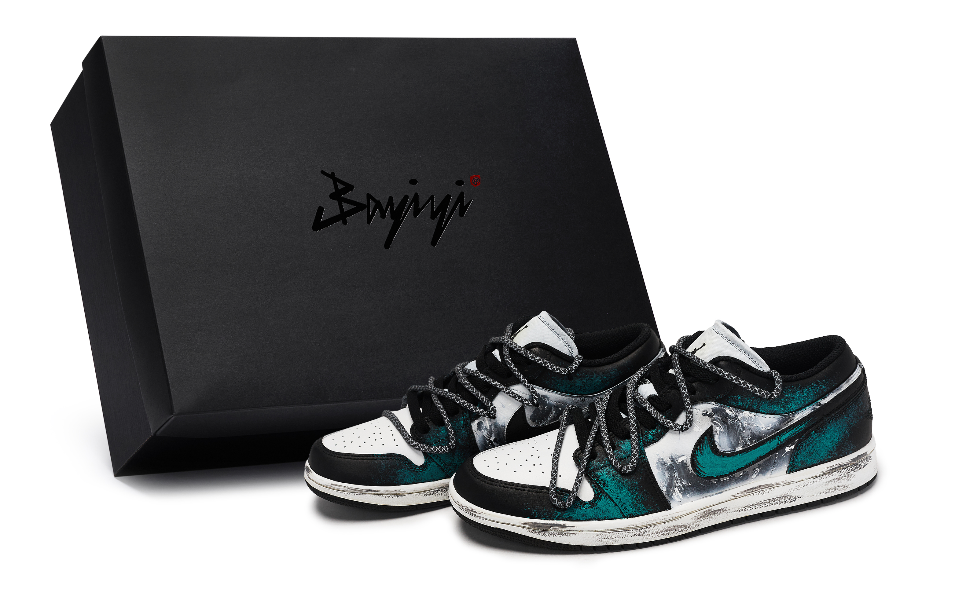 Jordan Air Jordan 1 Low top Vintage Basketball Shoes Unisex Black White Gray Blue