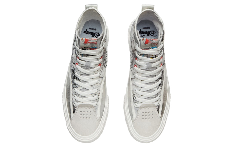 Disney X LINING Disney Skateboard Shoes Men High Top Antarctic Gray/Black/White купить в интернет-магазине Yoocart с быстрой доставкой по России.