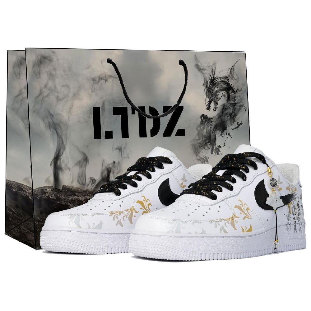 Nike Air Force 1 Anti Slip Wear Resistant Low Top Skateboard Shoes Unisex Black White