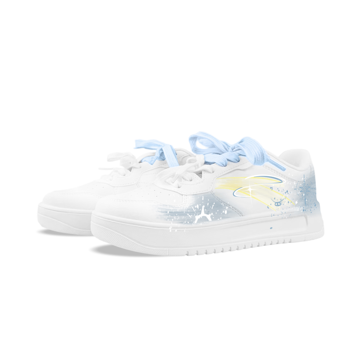 Anta Relaxed Coverage Slip Resistant And Abrasion Resistant Low top Skateboard Shoes Women's White Blue Yellow купить в интернет-магазине Yoocart с быстрой доставкой по России.