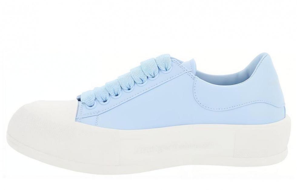 Alexander McQueen Deck Plimsoll Lace Up Sneakers 'Blue White' Women's