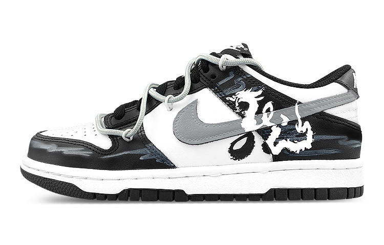 Nike Dunk Low Low-Top Skateboard Shoes Men's Black White Gray