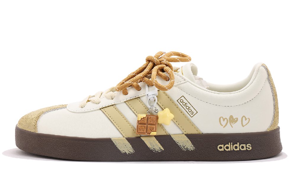 Adidas Vl Court Classic Abrasion Resistant Low Top Skateboard Shoes Unisex Yellow White