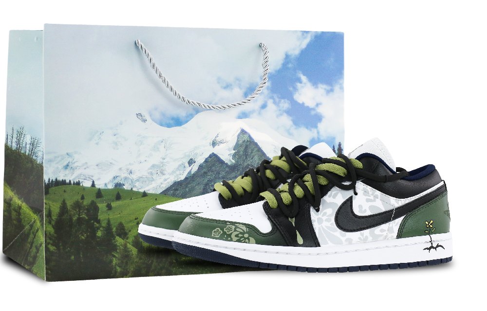 Jordan Air Jordan 1 Anti-Slip Wear-Resistant Low-Top Vintage Basketball Shoes Men's Green