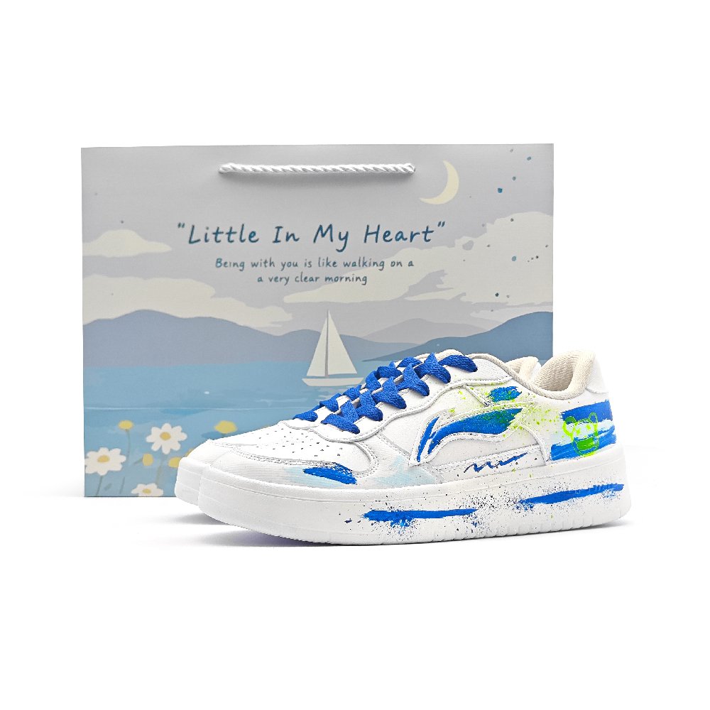 LiNing Pontoon Boats Slip Resistant, Lightweight, Breathable, Height Increasing Low top Skateboard Shoes Unisex White