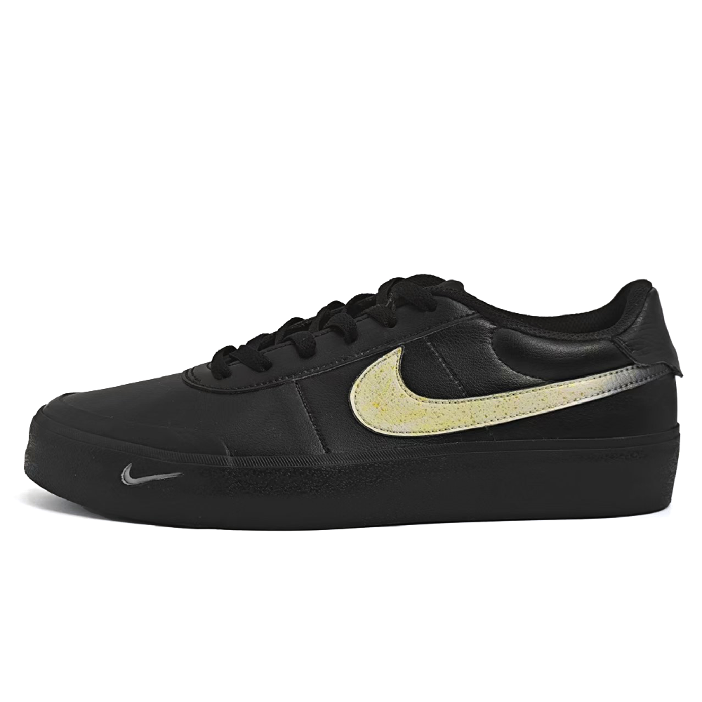 Nike Court Shot Sprinkle Gold Anti Slip And Wear Resistant Lightweight Low Top Skateboard Shoes Unisex Black Gold