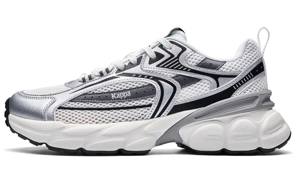 Kappa Anti Slip Wear Resistant Low Top Running Shoes Unisex White Silver Gray