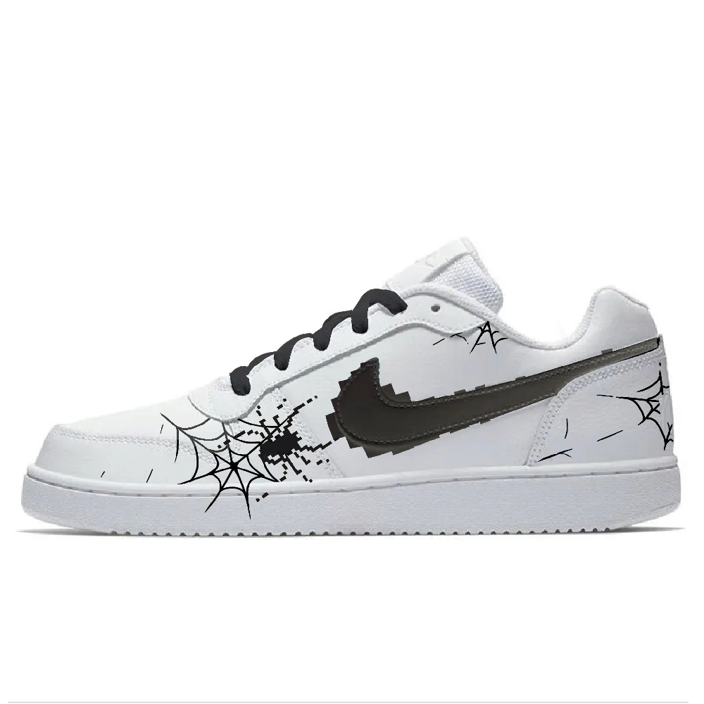 Nike EBERNON Pixel Spider Web Abrasion Resistant Low Top Skateboard Shoes Unisex Black White