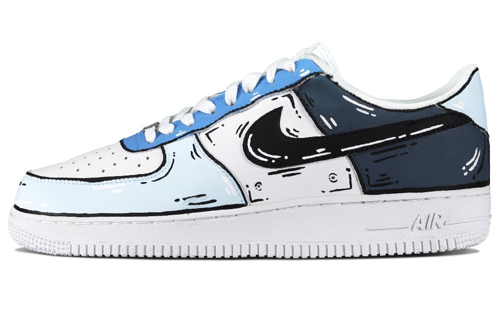 Nike Air Force 1 Low Top Skateboard Shoes Women's White Blue