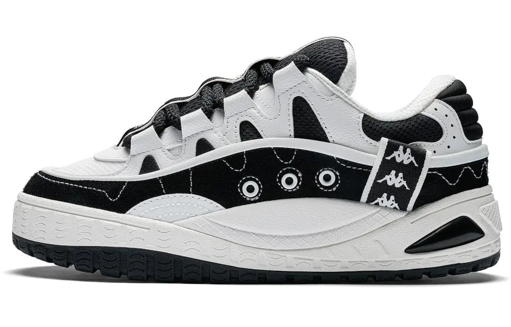 Kappa Anti-Slip Wear-Resistant Low-Top Skateboard Shoes Unisex White Black